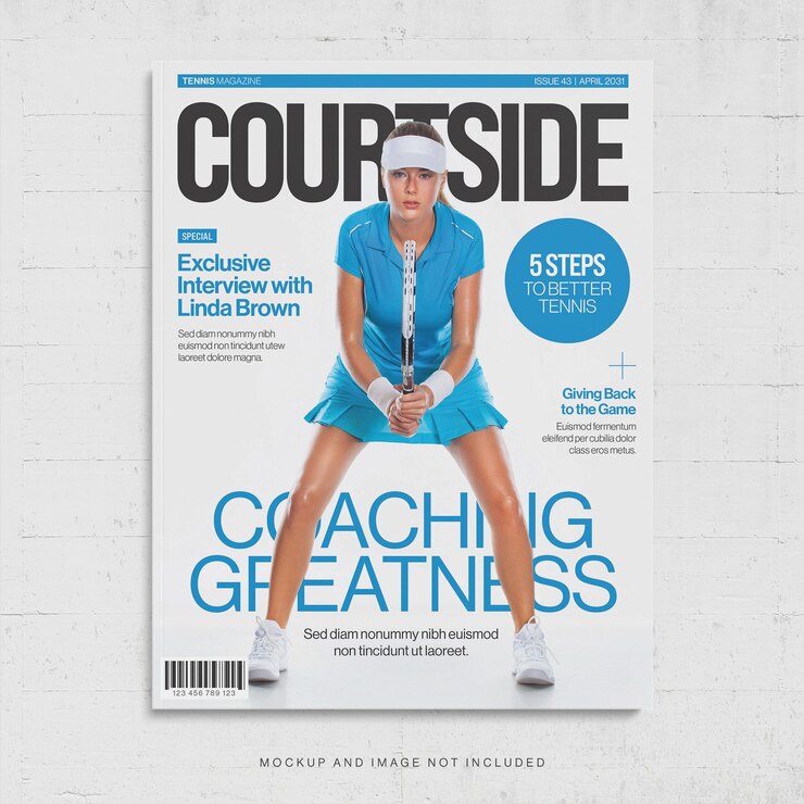 PSD tennis sport magazine cover template v2 in photoshop psd