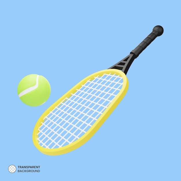 Tennisracket en bal pictogram geïsoleerde 3d render illustration