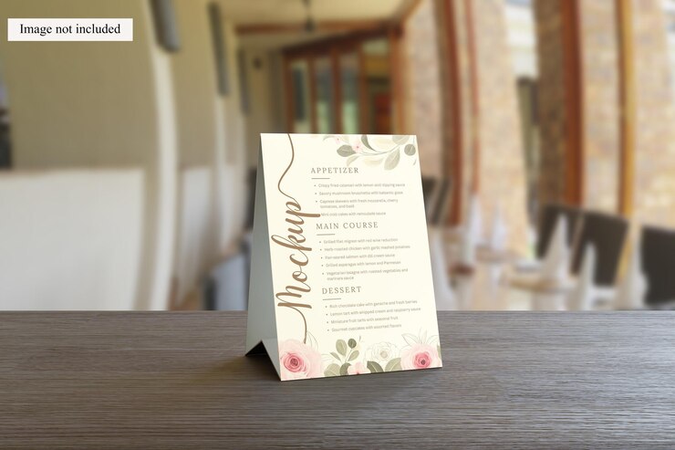 PSD tent table menu mockup for showcasing your product