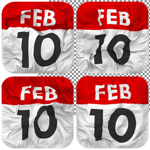Tenth 10th Friday Date Calendar Icon Isolated Four Waving Style Bump Texture 3D Rendering