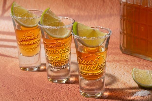 PSD tequila shot mockup-ontwerp