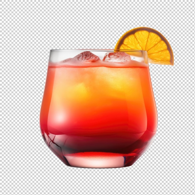 Tequila Sunrise cocktail isolated on transparent background Generative AI