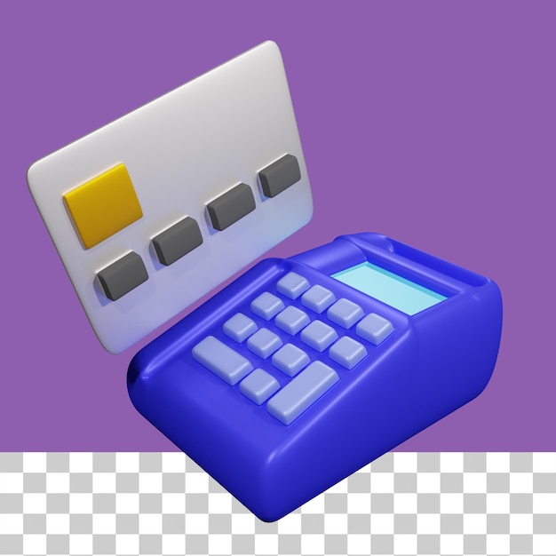 PSD terminal with credit card 3d illustration