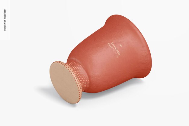 PSD terracotta vase mockup, isometric left view