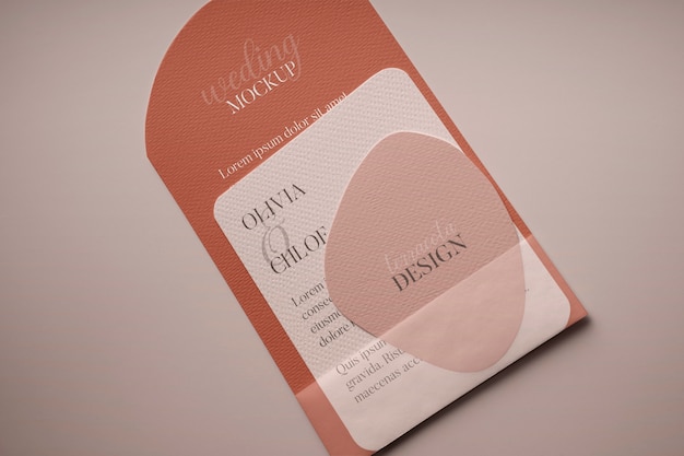 PSD terracotta wedding invitation mockup design