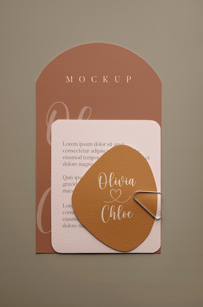 PSD terracotta wedding invitation mockup design