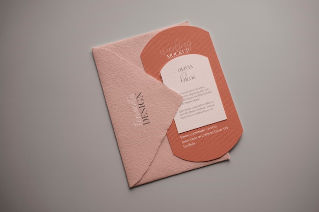 Terracotta wedding invitation mockup design