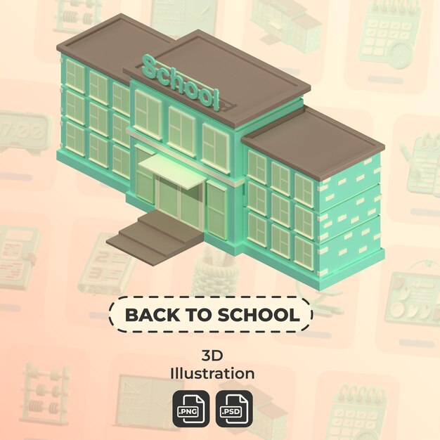 PSD terug naar school 3d-illustratie