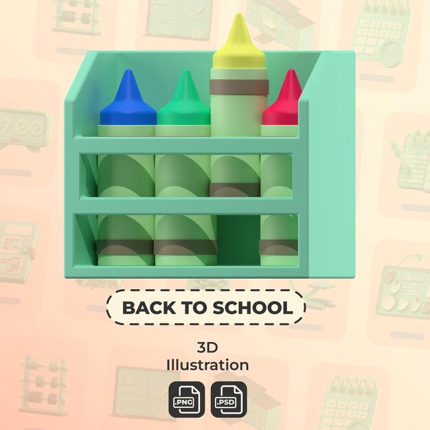 PSD terug naar school 3d-illustratie