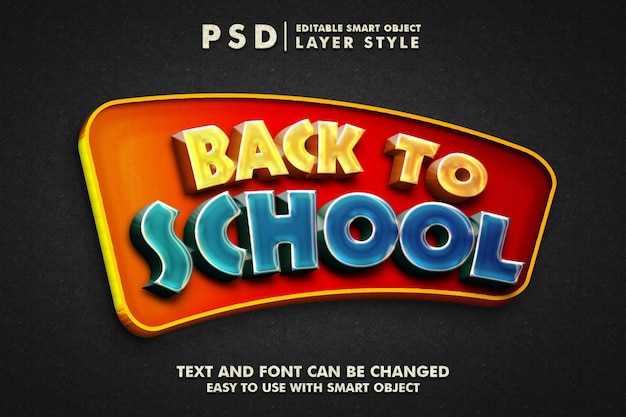 Terug naar school 3d-teksteffect premium psd