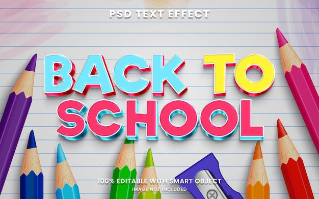 Terug naar school 3d-teksteffect