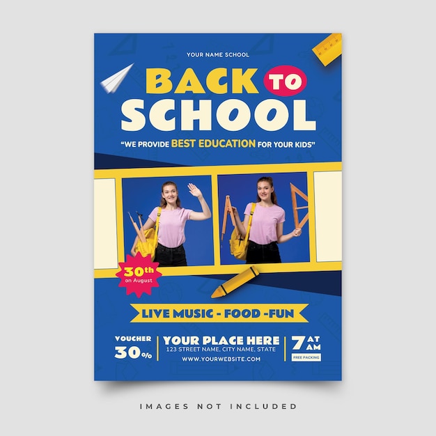 PSD terug naar school flyer-sjabloon