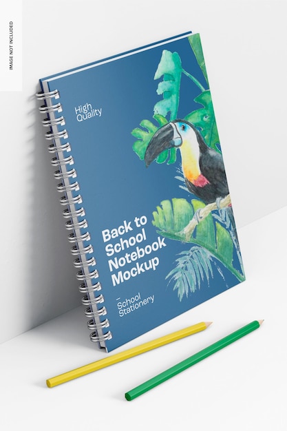 Terug naar school notebook mockup, leunde