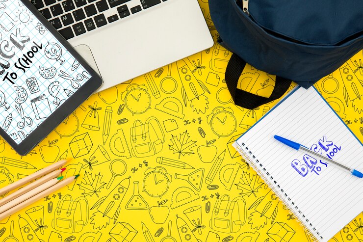 PSD terug naar school, rugzak met studentbenodigdheden