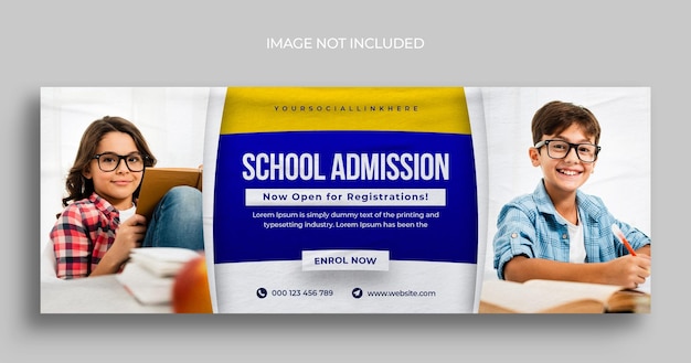 Terug naar school sociale media webbanner-flyer en facebook-omslagfoto ontwerpsjabloon