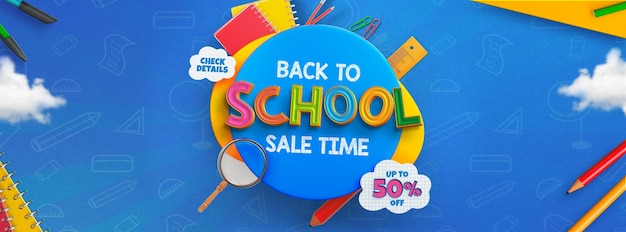 Terug naar school verkoop Facebook Cover sjabloon met onderwijs elementen