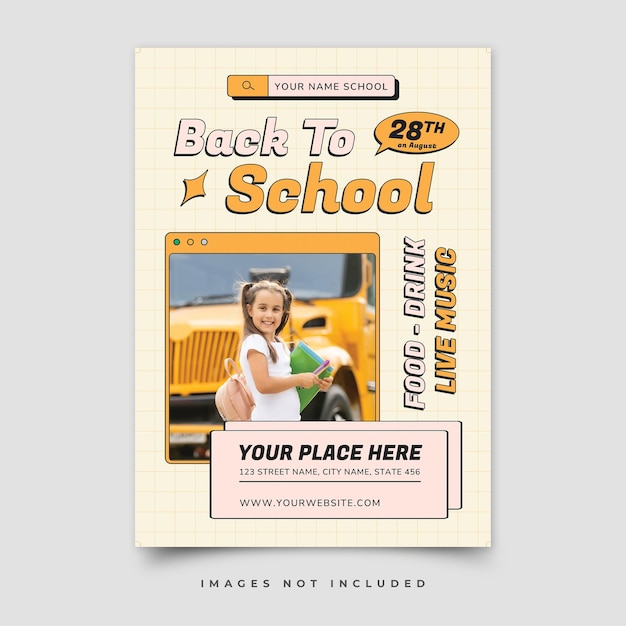 Terug naar school verticale flyer-sjabloon