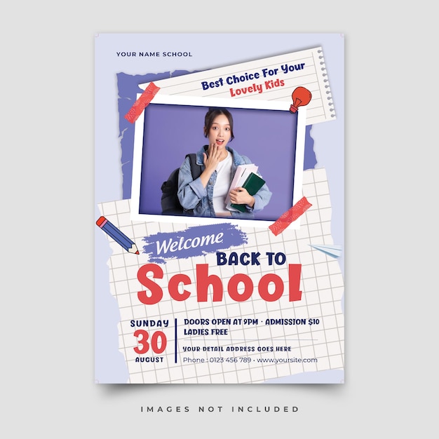 Terug naar school verticale flyer-sjabloon