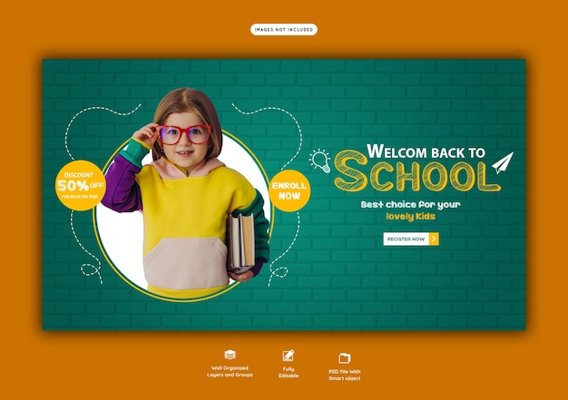 terug naar school websjabloon voor spandoek