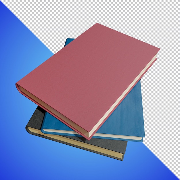 PSD terug naar schoolboeken 3d-rendering geïsoleerd