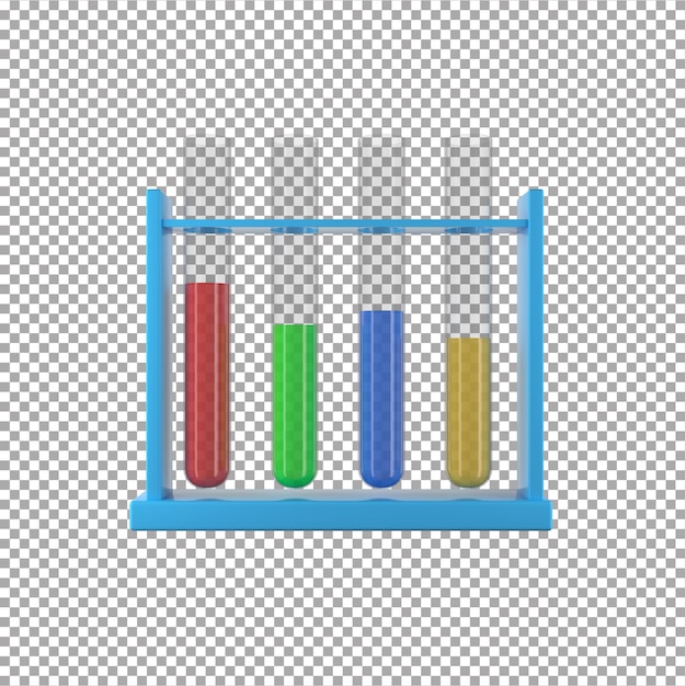 Test tubes with red blue green yellow the test tube on a transparent background