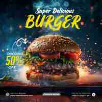 PSD testy burger social media post template