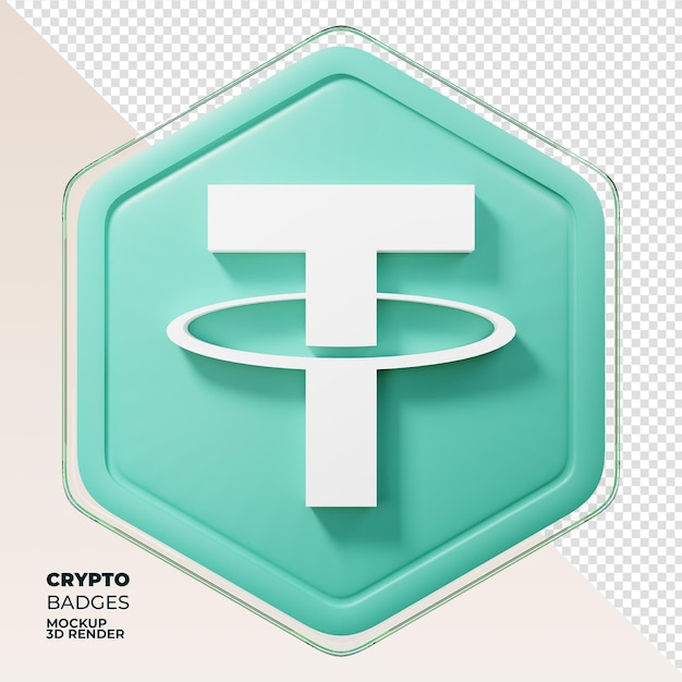 Tether USDT Badge 3D-rendering munt