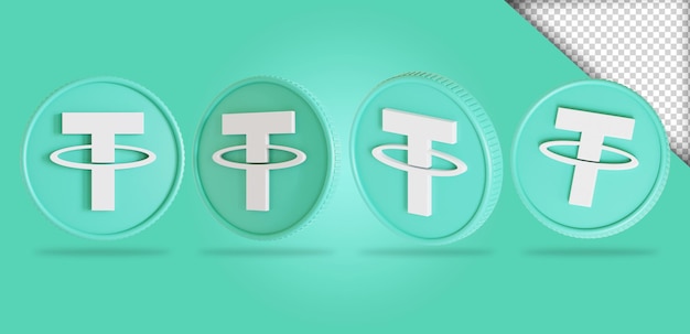 Tether usdt coin 3d rendering collections