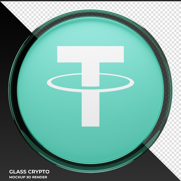 Tether USDT Glass Crypto Coin 3D Illustratie