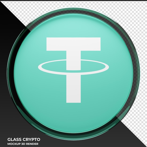 PSD tether usdt glass crypto coin 3d illustratie