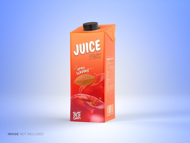 PSD tetra floating juice pack mockup realistic rendering