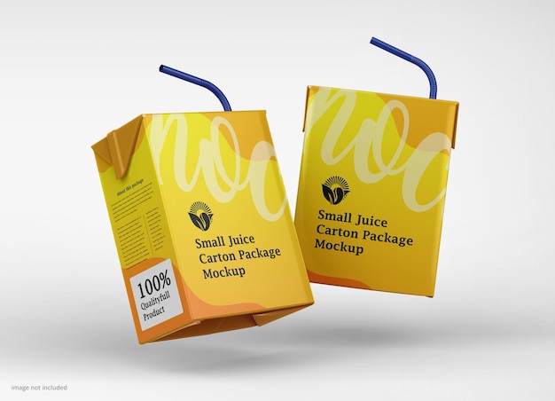 PSD tetra juice carton pack with straw mockup