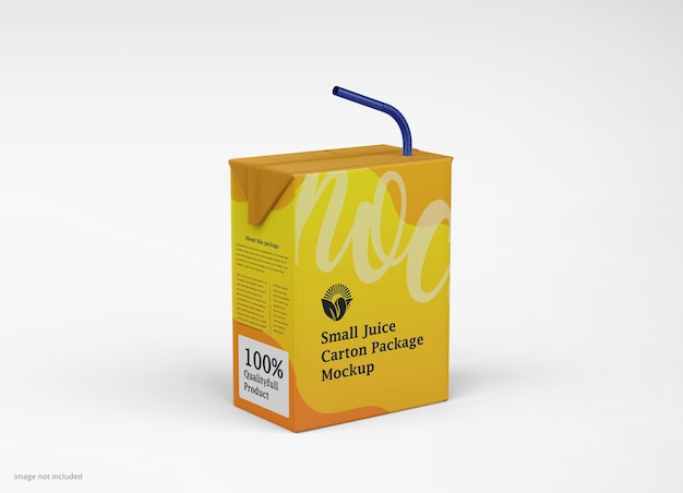 PSD Картонная упаковка tetra juice с макетом соломинки