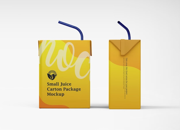 PSD tetra juice carton pack with straw mockup