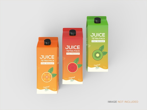 Tetra juice pack realistische weergave voor mockup