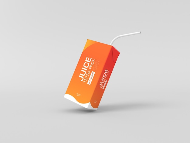 Tetra juice pack with straw mockup