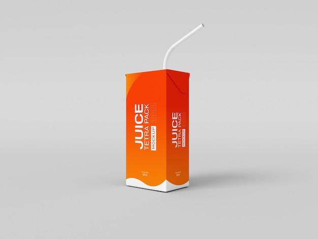 Tetra juice pack with straw mockup