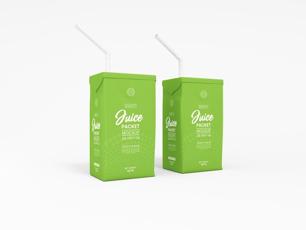 Mockup di confezionamento del pacchetto di succo di tetra