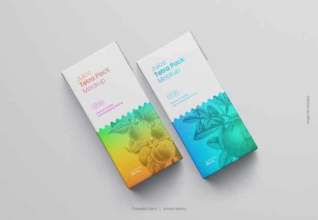 Mockup di imballaggio in cartone per succhi tetra pack