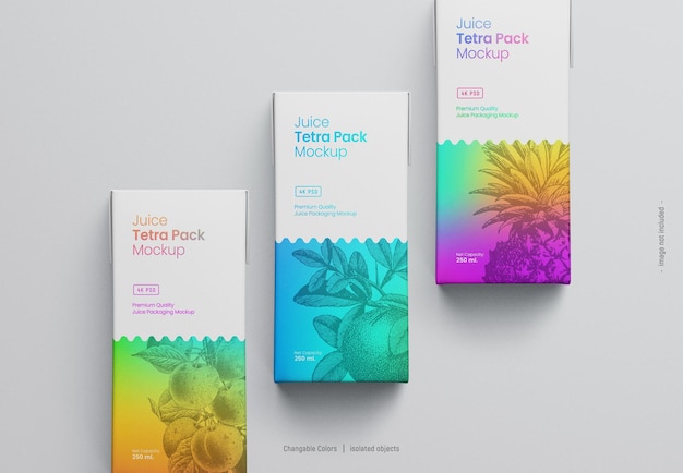 Mockup di imballaggio in cartone per succhi tetra pack