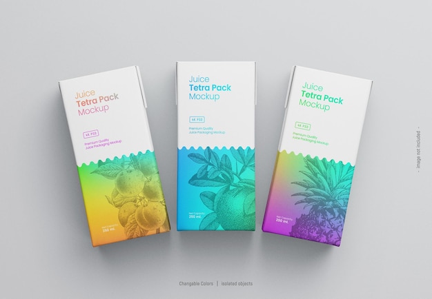 Tetra pack juice carton packaging mockup