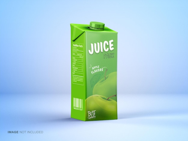 Mockup realistico di confezionamento di succo di carta tetra per la presentazione del marchio