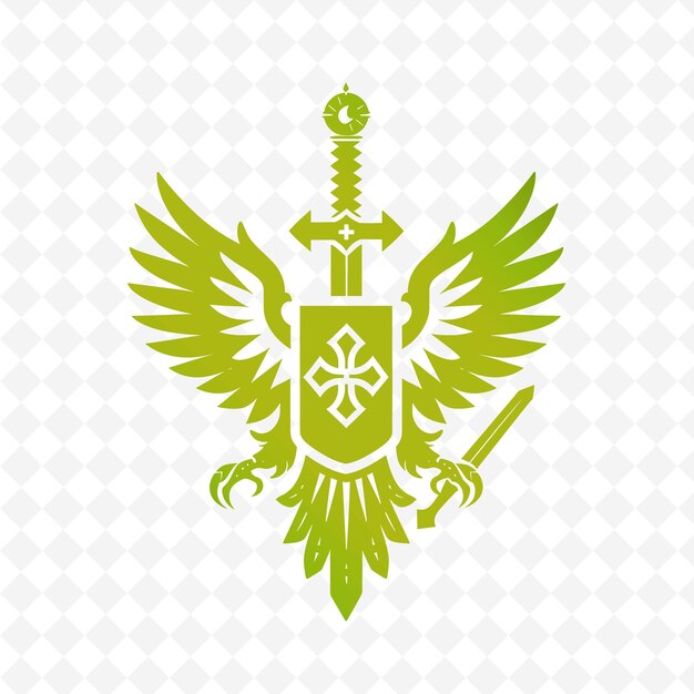 PSD teutonic knight ordenskreuz logo z czarnymi orłami i mieczem kreatywne projekty wektorowe plemienne