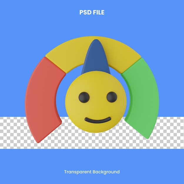 Tevredenheidsschaal 3d-rendering pictogram illustratie psd-analyse