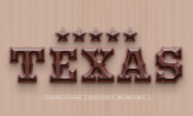 PSD texas edytowalny efekt tekstu 3d