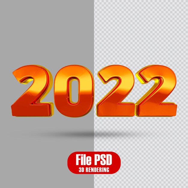 Text 2022 Gold 3D Rendering