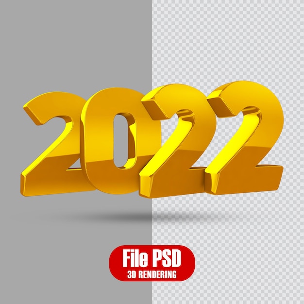 PSD 텍스트 2022 골드 3d 렌더링