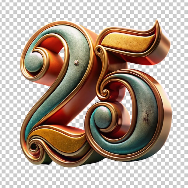 Premium PSD Text 25 stylish text 2025 new year transparent background