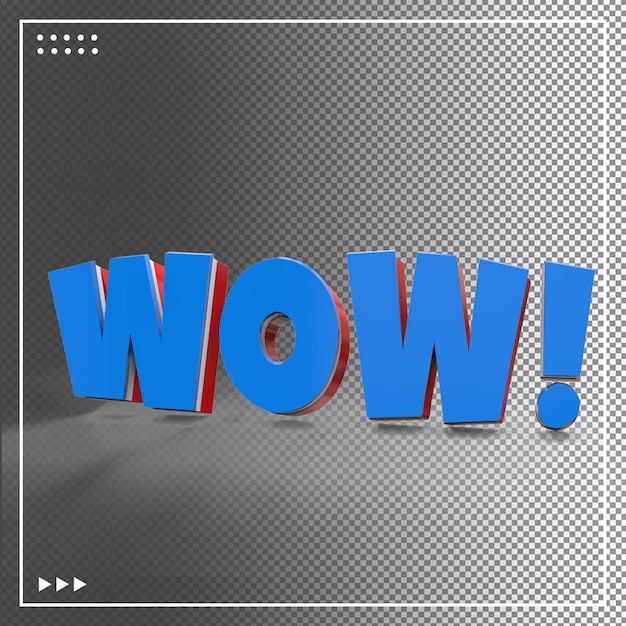 PSD text 3d wow surprised word astonished surprising