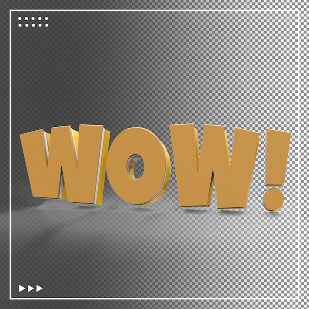 PSD text 3d wow surprised word astonished surprising